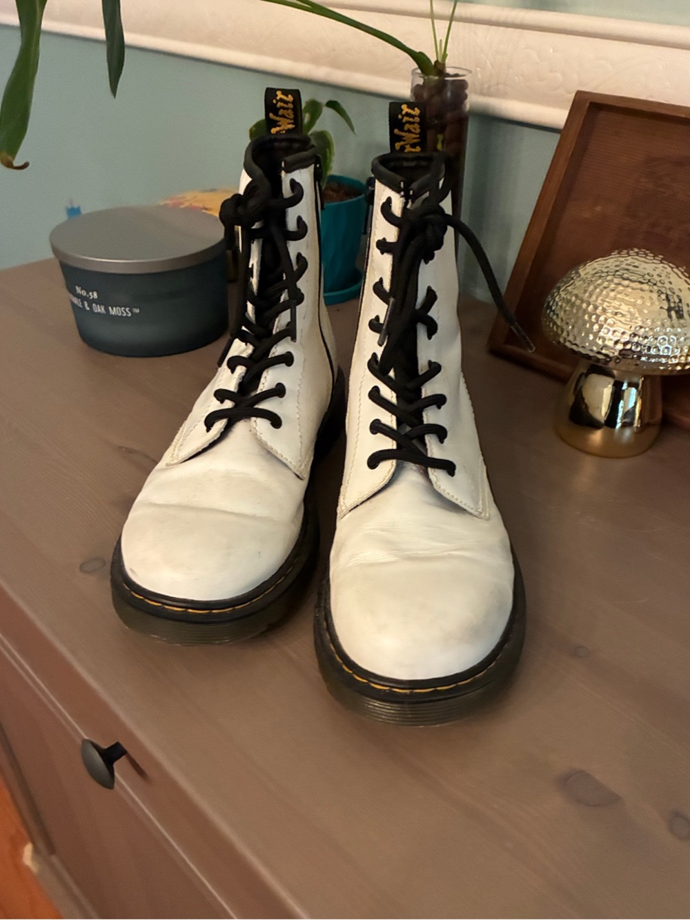 White Leather Lace-Up Doc’s side zip